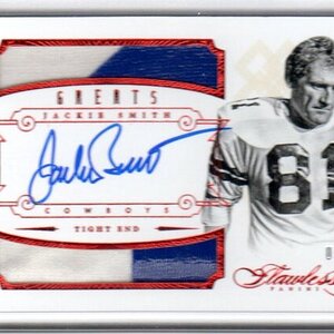 2014 Greats Dual Patches Autographs No. 27 Jackie Smith.jpg
